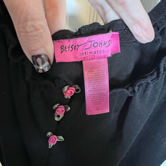 Betsey Johnson Black Tank Top with Pink Floral Details - Picture 2 of 5